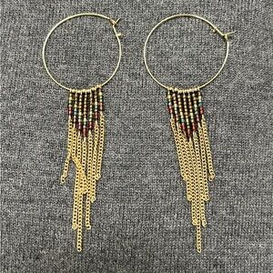 NWT Hoop beaded tassel earrings